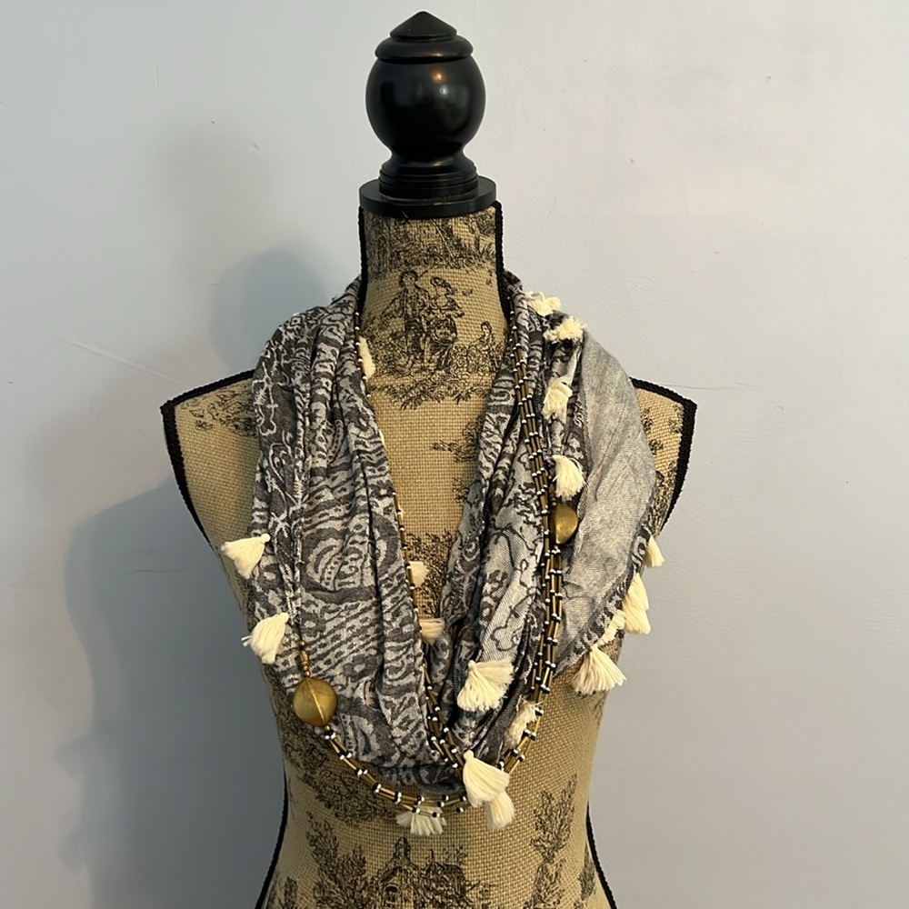 Anthropologie Floreat Tassel Scarf